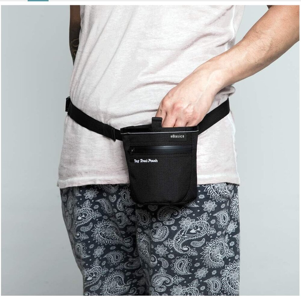 EUC eBasics Dog Treat Pouch for Training, Snack Reward Pouch, Black, Waist Belt - Picture 2 of 14
